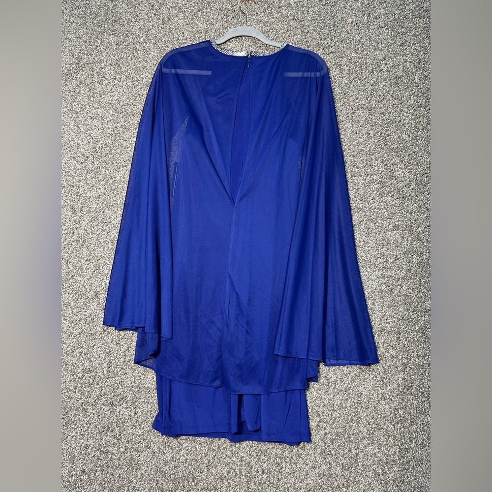 NWT R&M Richards Rhinestone-Neck Caped Dress Size 12 - Picture 4 of 7